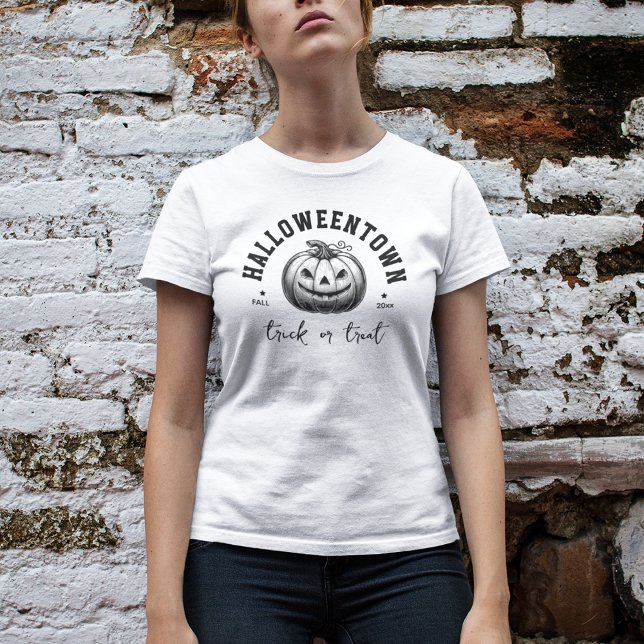 Halloween Trick or Treat Pumpkin Black and White  T-Shirt (Creator Uploaded)