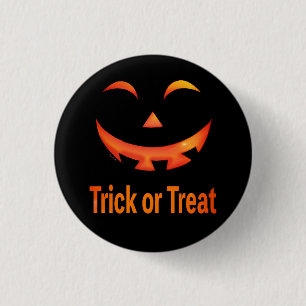 Halloween Trick or Treat Pumpkin Face 3 Cm Round Badge