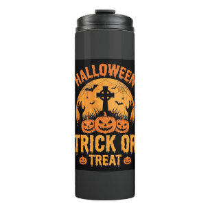 Halloween Trick or Treat Pumpkin Graveyard Design Thermal Tumbler