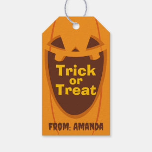 Halloween Trick Or Treat Pumpkin Spooky Face Retro Gift Tags