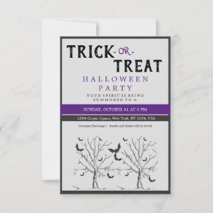 Halloween Trick Or Treat Scary Cat Party Invite. RSVP Card