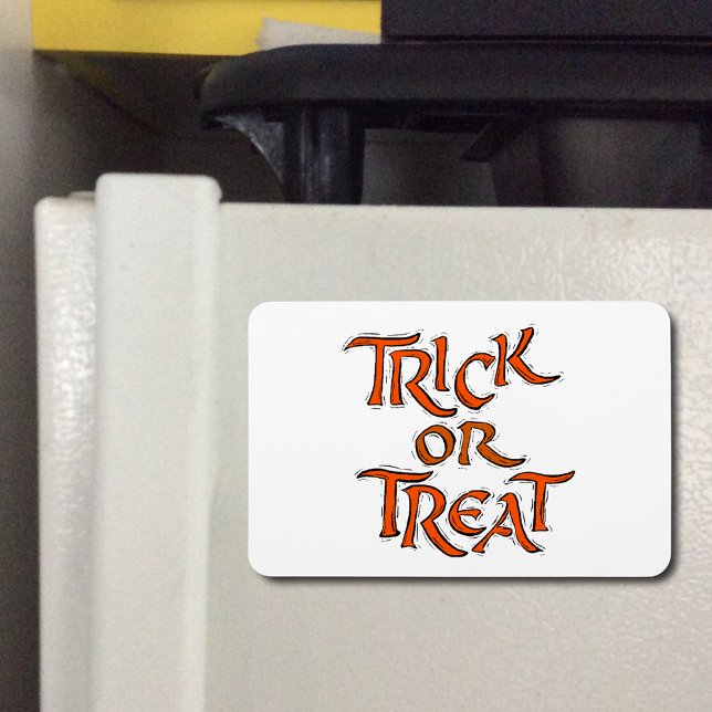 Halloween Trick or Treat Shaky Orange Words Magnet (Halloween Trick or Treat Shaky Orange Font Flexibl Magnet)