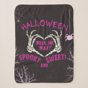 Halloween Trick or Treat Spooky and Sweet Decor Sherpa Blanket