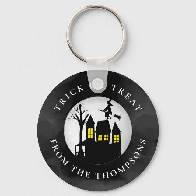 Halloween Trick Or Treat Spooky Haunted House Key Ring (Front)