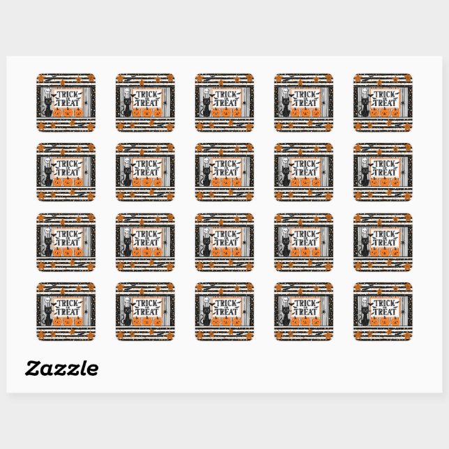 Halloween Trick or Treat Square Sticker (Sheet)