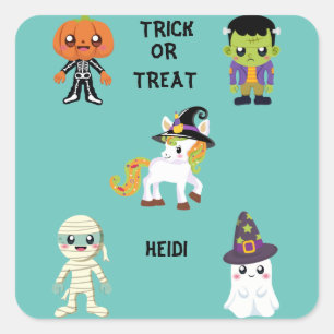 HALLOWEEN "TRICK OR TREAT STICKER PERSONALIZED