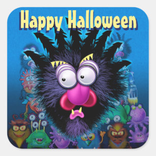 Halloween Trick-or-Treat stickers. MONSTER PARTY Square Sticker