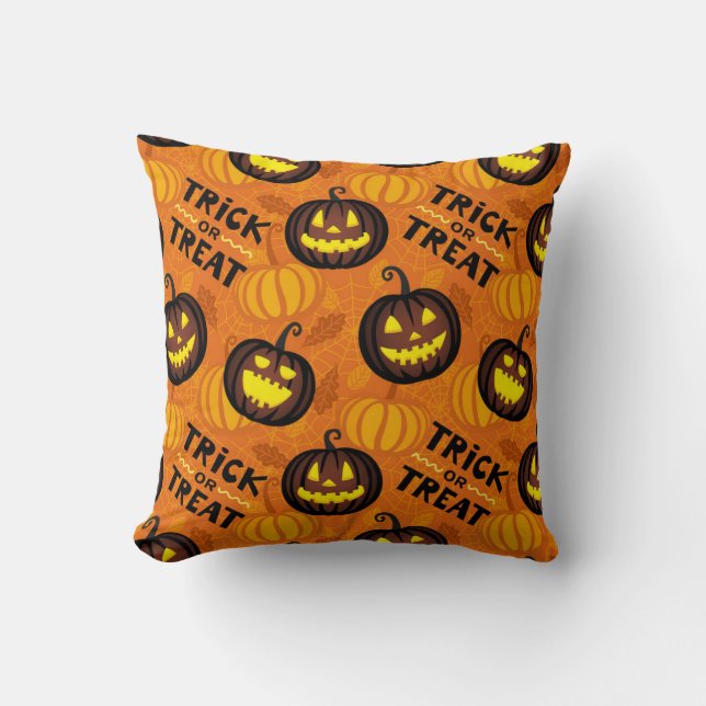 Halloween Trick or Treat Throw Pillow (Front)