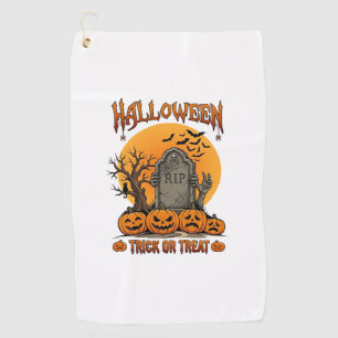 Halloween Trick Or Treat Tombstone Zombie Hands Pu Golf Towel