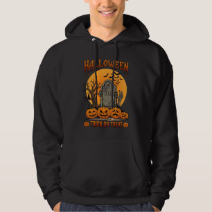 Halloween Trick Or Treat Tombstone Zombie Hands Pu Hoodie