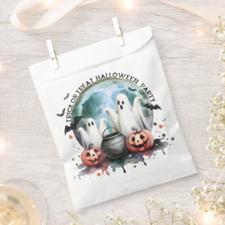 HALLOWEEN Trick Or Treat Two Ghosts With Pumpkins Favour Bag