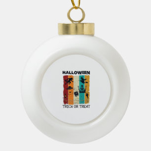 Halloween Trick Or Treat Werewolf Witch Skeleton U Ceramic Ball Christmas Ornament