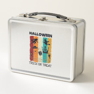 Halloween Trick Or Treat Werewolf Witch Skeleton U Metal Lunch Box