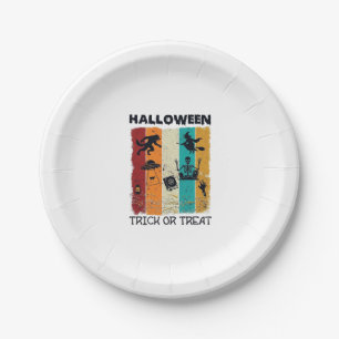 Halloween Trick Or Treat Werewolf Witch Skeleton U Paper Plate