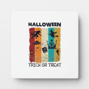 Halloween Trick Or Treat Werewolf Witch Skeleton U Plaque