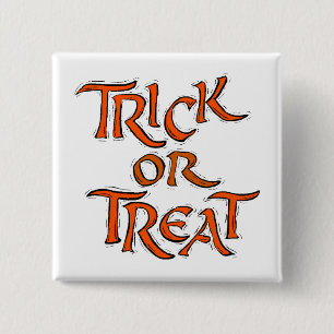 Halloween Trick or Treat Words 15 Cm Square Badge