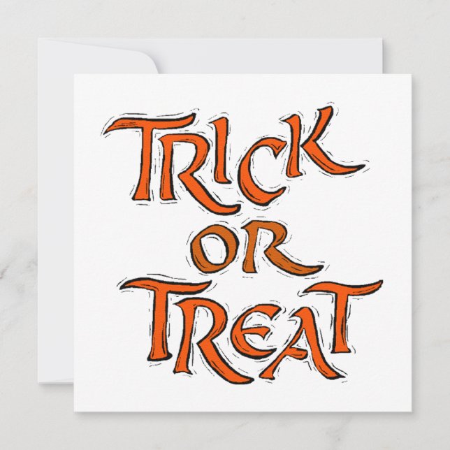 Halloween Trick or Treat Words Invitation (Front)