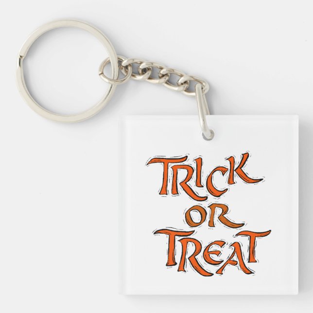 Halloween Trick or Treat Words Key Ring (Front)