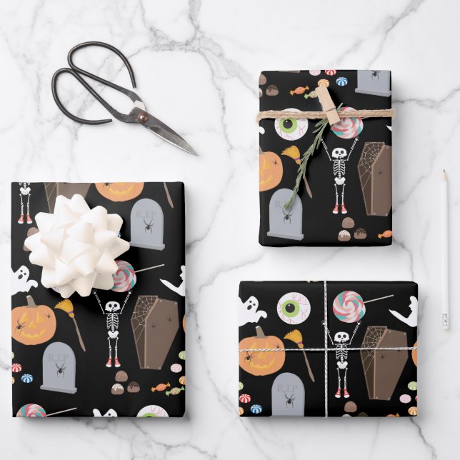 Halloween Trick or Treat  Wrapping Paper Sheet (Front)