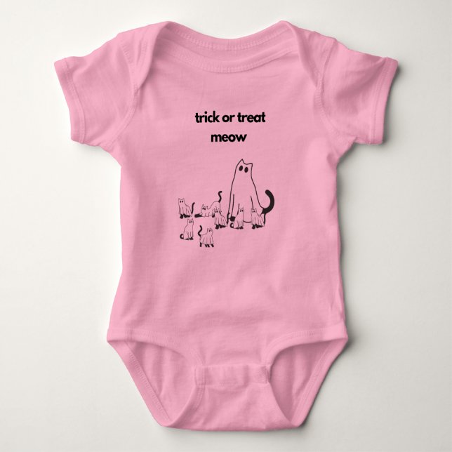 Halloween Trick-or-Treating Cat Family Baby Outfit Baby Bodysuit (Front)