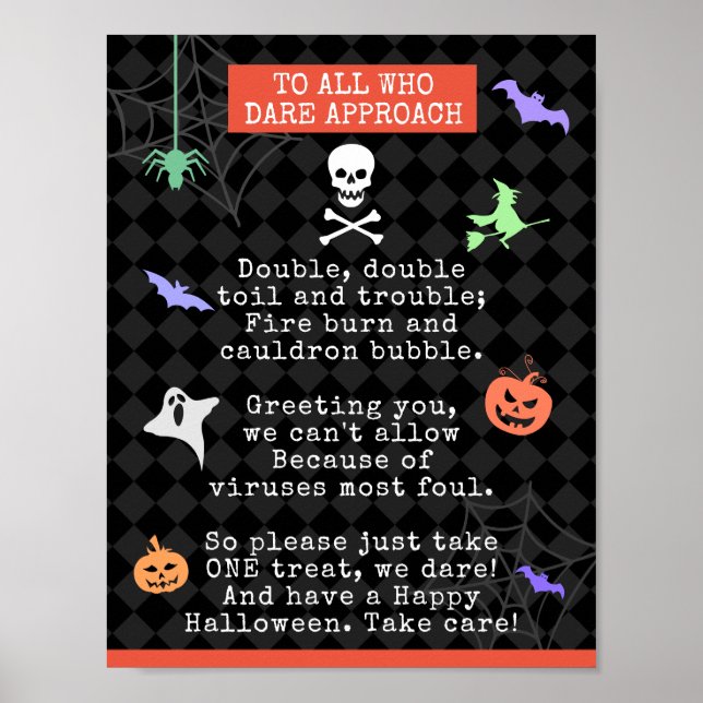 Halloween Trick or Treating Pandemic Poem Poster (Front)