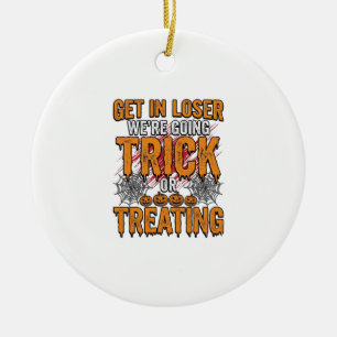 Halloween Trick Or Treating Vintage Typography Des Ceramic Ornament