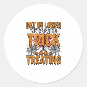 Halloween Trick Or Treating Vintage Typography Des Classic Round Sticker