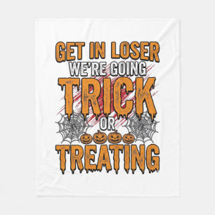 Halloween Trick Or Treating Vintage Typography Des Fleece Blanket