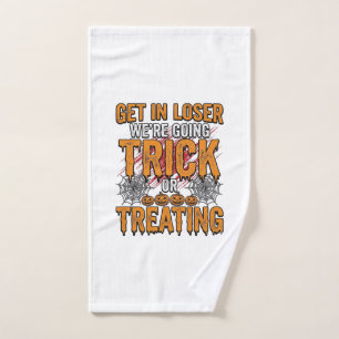 Halloween Trick Or Treating Vintage Typography Des Hand Towel