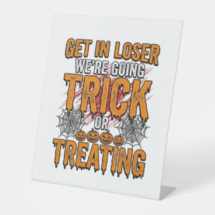 Halloween Trick Or Treating Vintage Typography Des Pedestal Sign