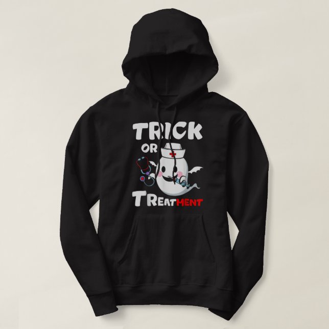 Halloween Trick Or Treatment Funny Nurse Nursing C Hoodie (Design Front)