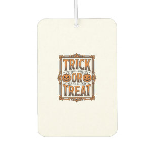 Halloween Trick Treat Pumpkin Skulls Vintage Engra Car Air Freshener
