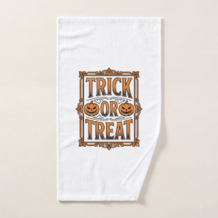 Halloween Trick Treat Pumpkin Skulls Vintage Engra Hand Towel
