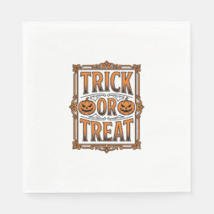 Halloween Trick Treat Pumpkin Skulls Vintage Engra Napkin