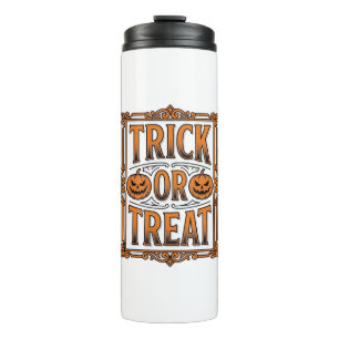 Halloween Trick Treat Pumpkin Skulls Vintage Engra Thermal Tumbler