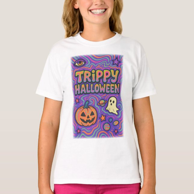 Halloween Trippy Colourful Retro Clothes unisex T-Shirt (Front)