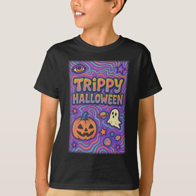 Halloween Trippy Colourful Retro Clothes unisex T-Shirt (Front)