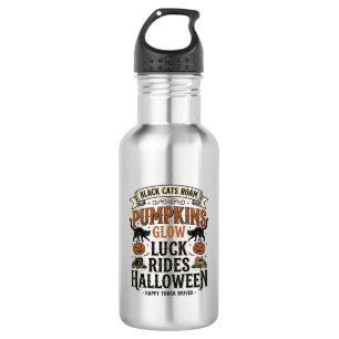 Halloween Truck Driver Shirt with Black Cats and P 532 Ml Water Bottle