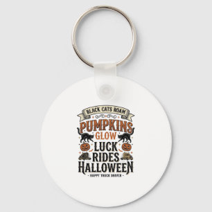 Halloween Truck Driver Shirt with Black Cats and P Key Ring