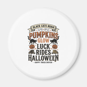 Halloween Truck Driver Shirt with Black Cats and P Magnet