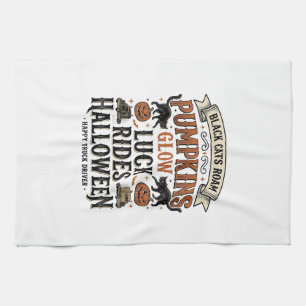 Halloween Truck Driver Shirt with Black Cats and P Tea Towel