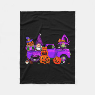 Halloween Truck Gnome Witch Pumpkin Boo Ghost Funn Fleece Blanket