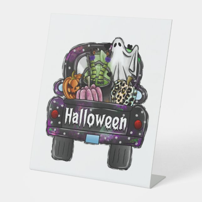 Halloween Truck  Pedestal Sign (Front)