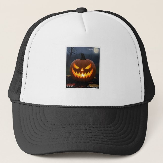 Halloween Trucker Hat, spooky pumpkin Trucker Hat (Front)