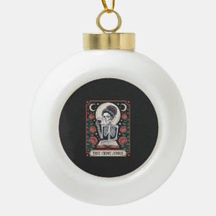 Halloween True Crime Junkie Tarot Card Ceramic Ball Christmas Ornament