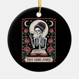 Halloween True Crime Junkie Tarot Card Ceramic Ornament