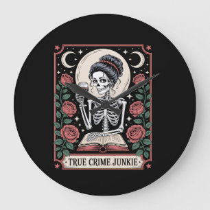 Halloween True Crime Junkie Tarot Card Large Clock