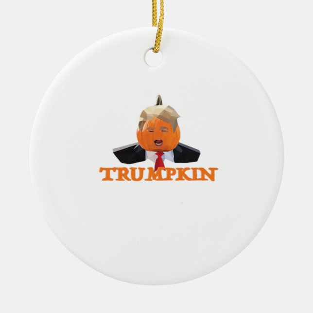 Halloween Trumpkin Ceramic Ornament (Front)