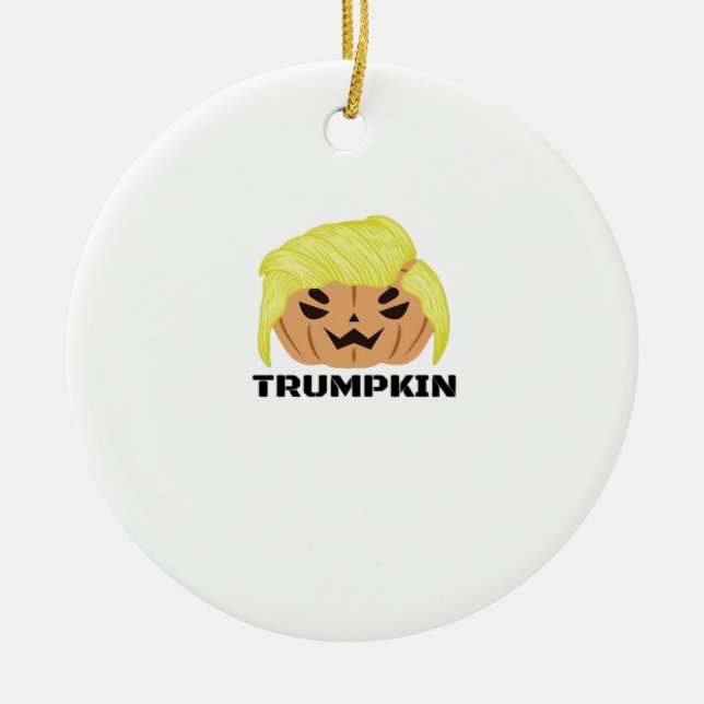 Halloween Trumpkin Classic Ceramic Ornament (Front)