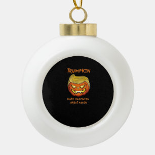 Halloween Trumpkin Classic Funny Ceramic Ball Christmas Ornament